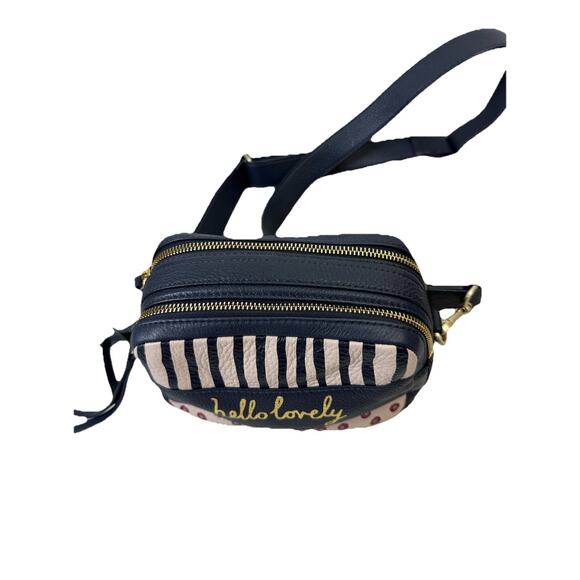 Radley London Hello Lovely Navy Grey Leather Small Crossbody Bag Luxury Dual zip - Picture 3 of 16